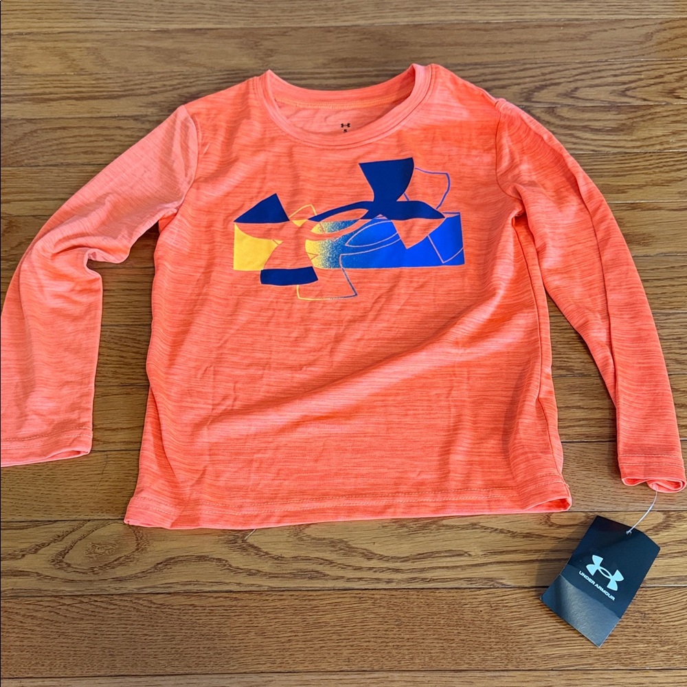 NWT - Under Armour Kids Orange Long Sleeve Shirt - Size 5